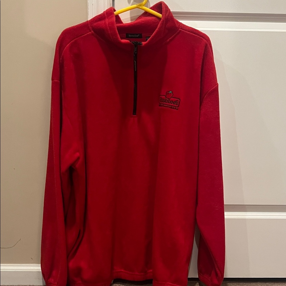 Applebees Red Fleece Quarter-Zip Sweater. Size Extra Large